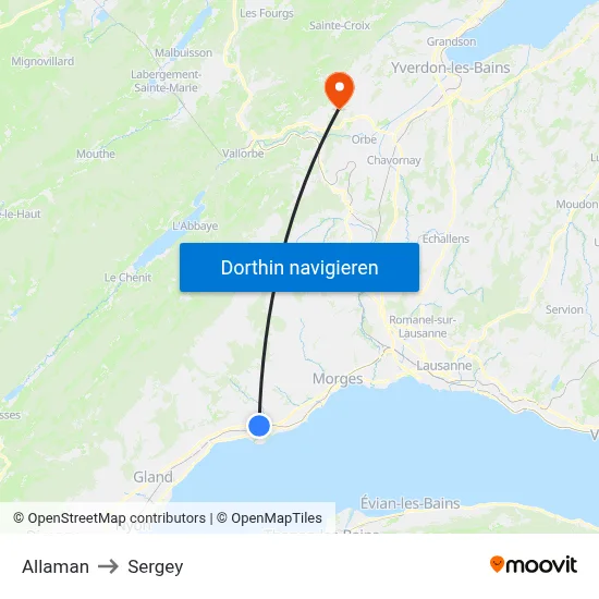 Allaman to Sergey map