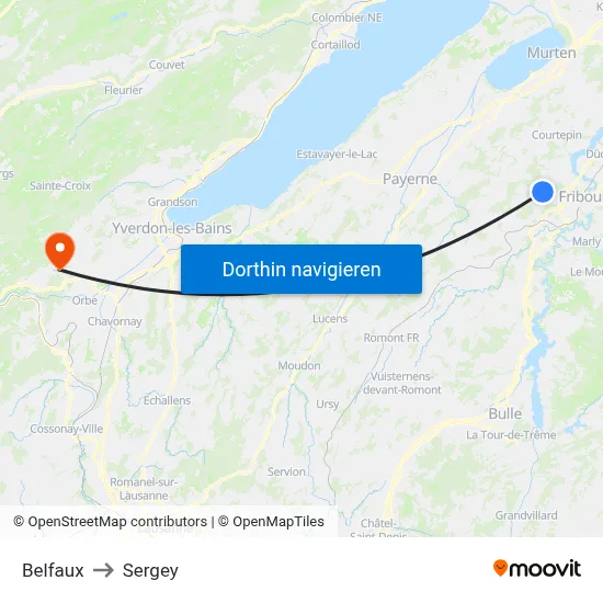 Belfaux to Sergey map