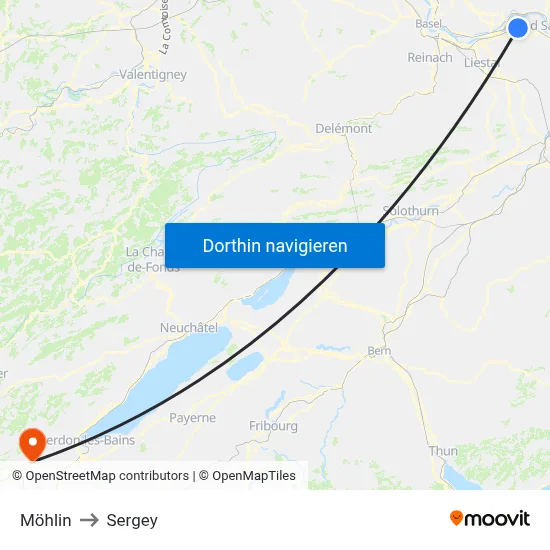 Möhlin to Sergey map