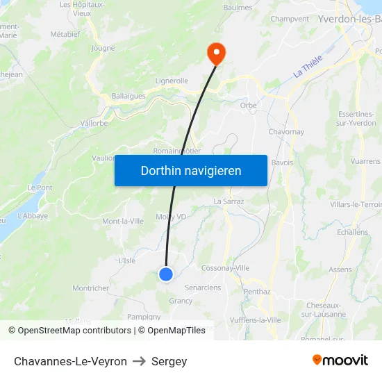 Chavannes-Le-Veyron to Sergey map