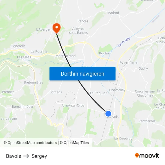 Bavois to Sergey map