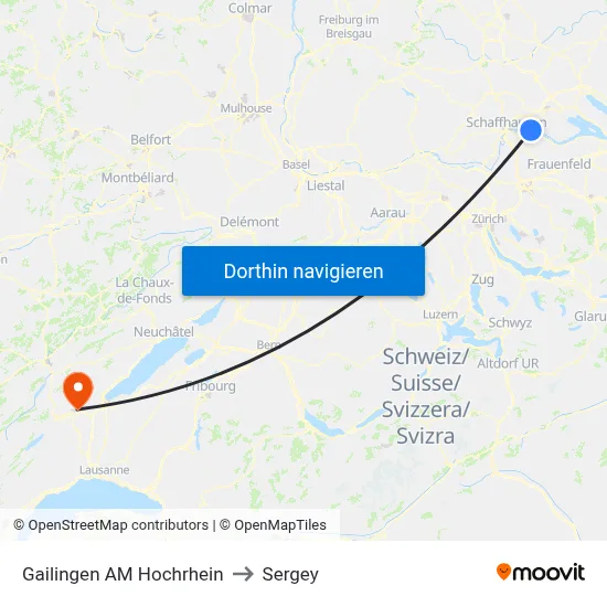 Gailingen AM Hochrhein to Sergey map