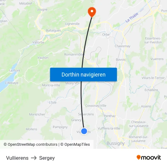 Vullierens to Sergey map