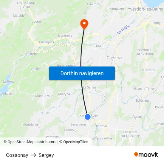 Cossonay to Sergey map