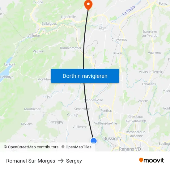 Romanel-Sur-Morges to Sergey map