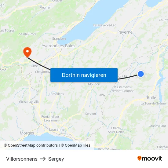 Villorsonnens to Sergey map