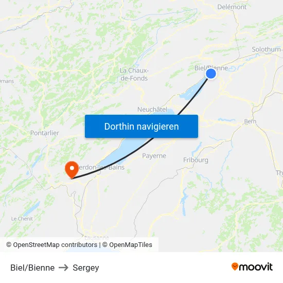 Biel/Bienne to Sergey map