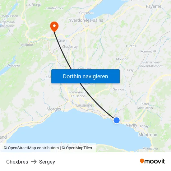 Chexbres to Sergey map
