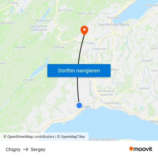 Chigny to Sergey map