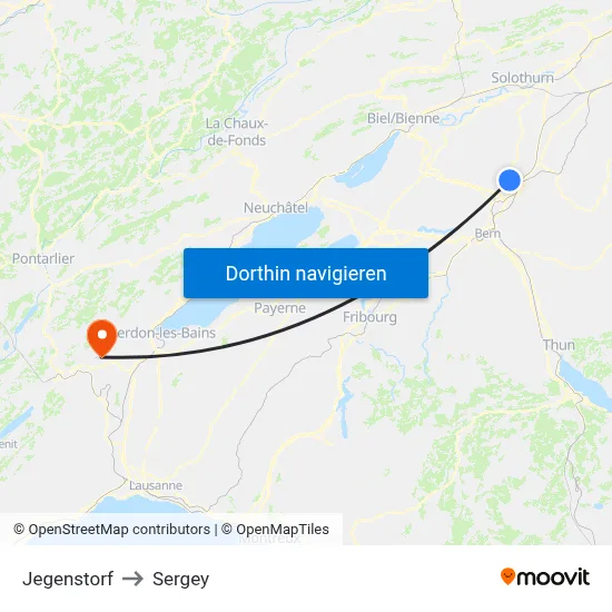 Jegenstorf to Sergey map