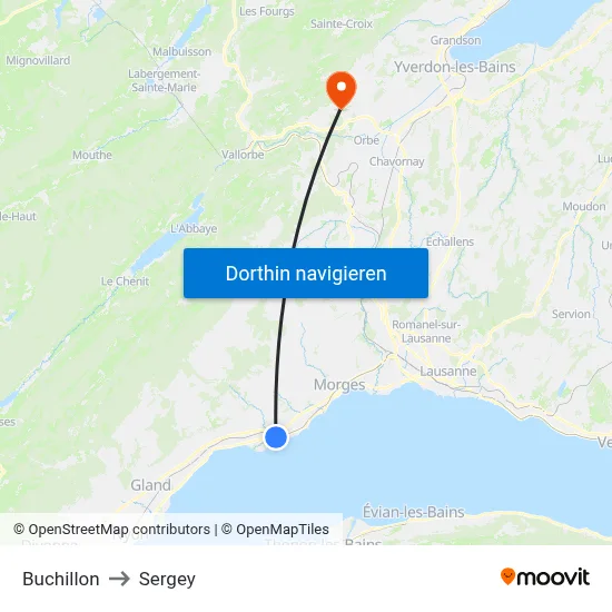 Buchillon to Sergey map