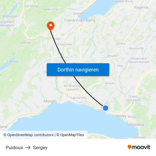 Puidoux to Sergey map