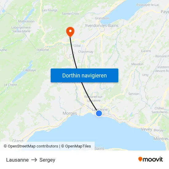 Lausanne to Sergey map