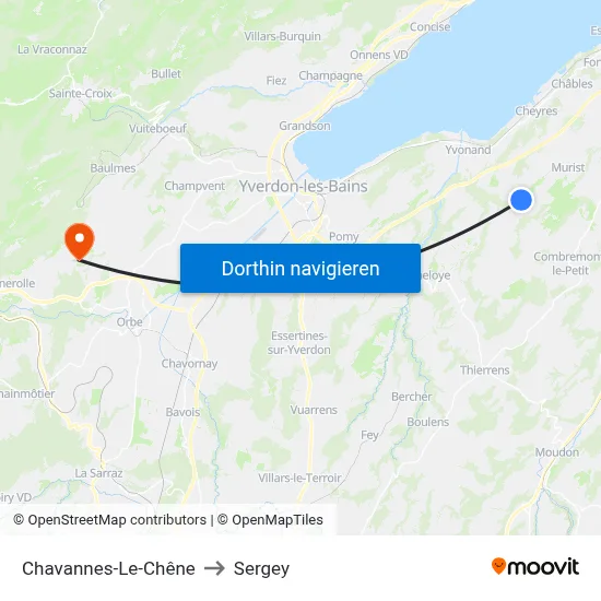 Chavannes-Le-Chêne to Sergey map