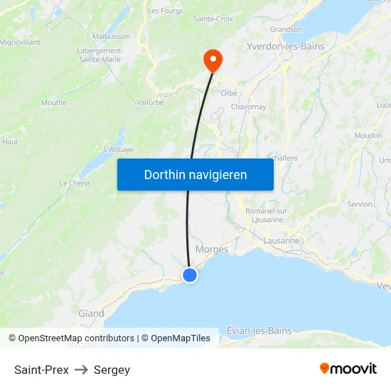 Saint-Prex to Sergey map