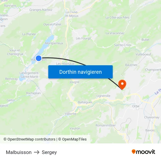Malbuisson to Sergey map