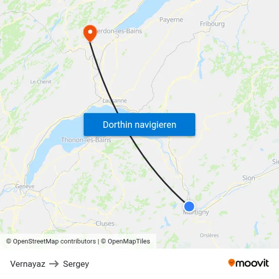 Vernayaz to Sergey map