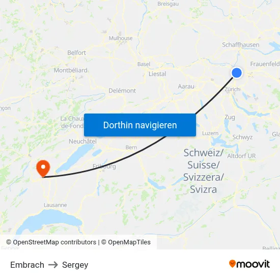Embrach to Sergey map