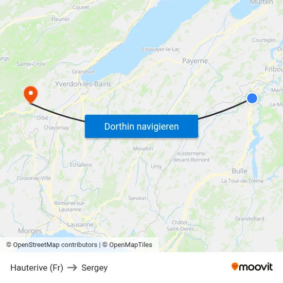 Hauterive (Fr) to Sergey map