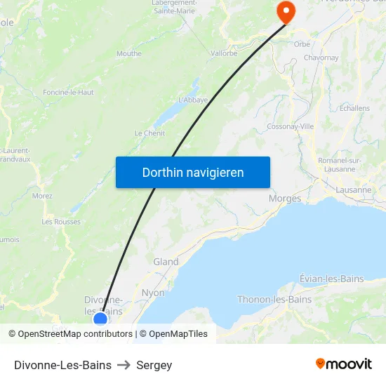 Divonne-Les-Bains to Sergey map