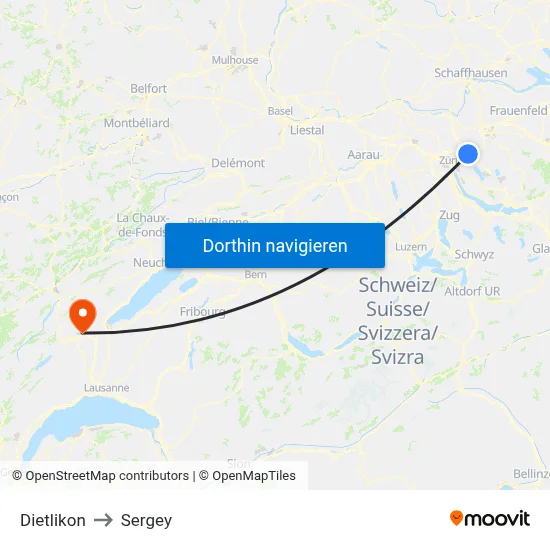 Dietlikon to Sergey map