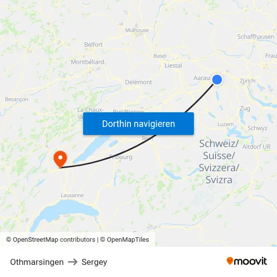 Othmarsingen to Sergey map