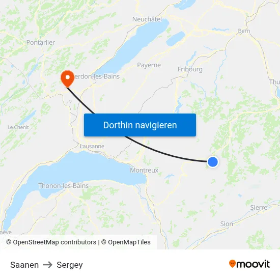 Saanen to Sergey map