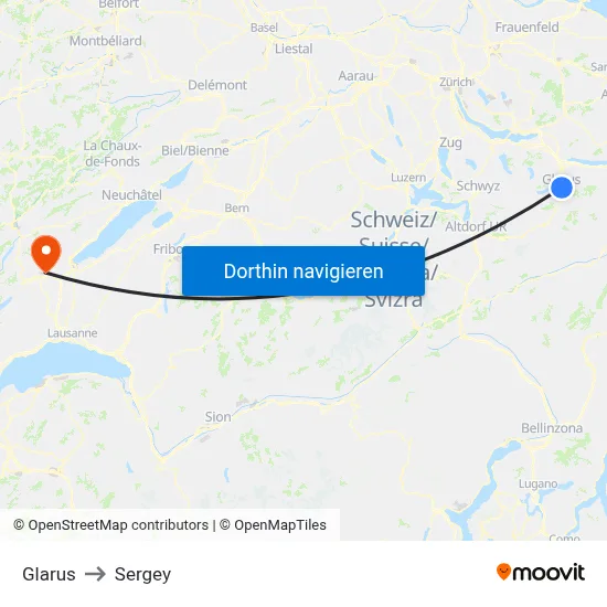 Glarus to Sergey map