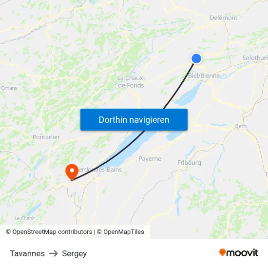 Tavannes to Sergey map