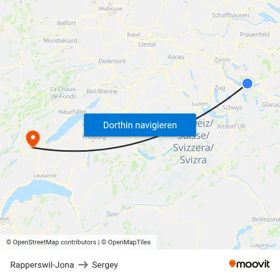 Rapperswil-Jona to Sergey map