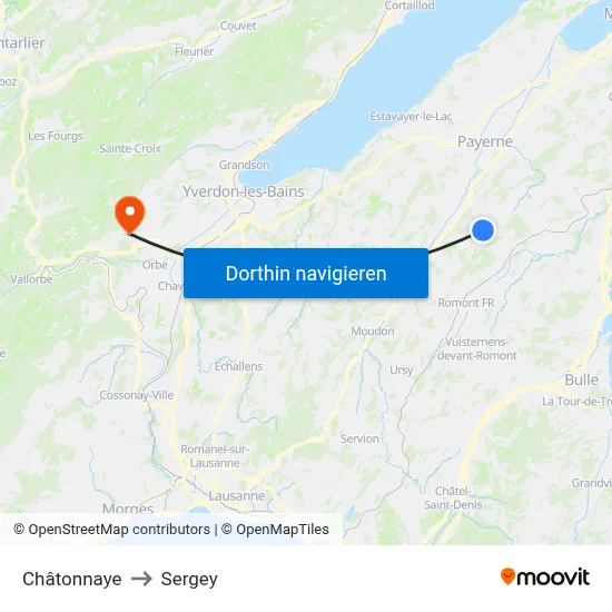 Châtonnaye to Sergey map