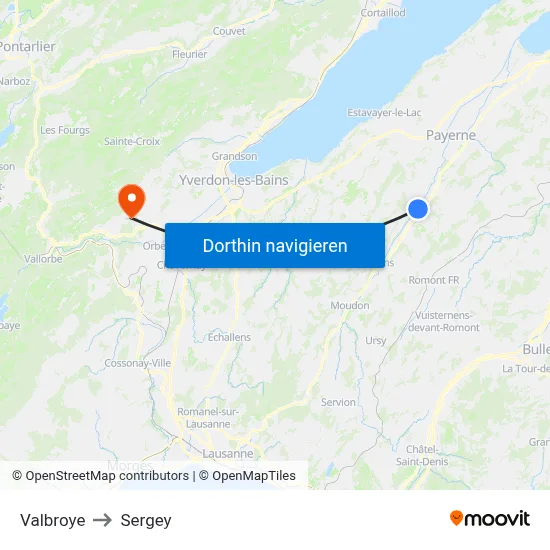 Valbroye to Sergey map