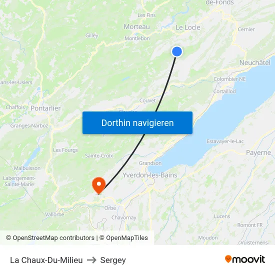La Chaux-Du-Milieu to Sergey map
