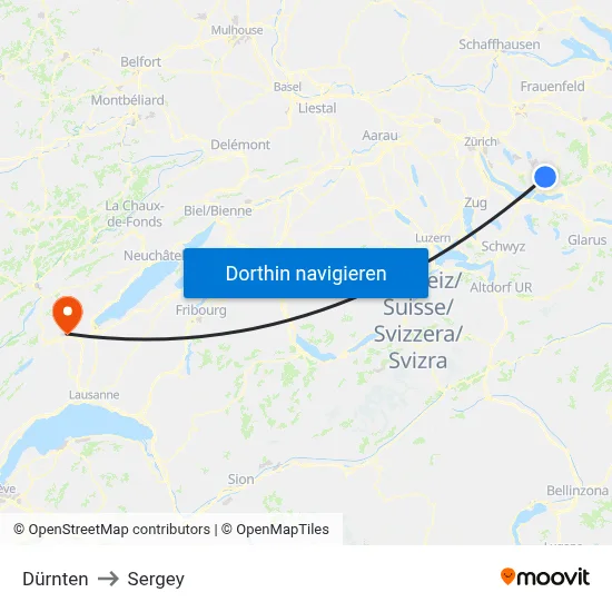 Dürnten to Sergey map