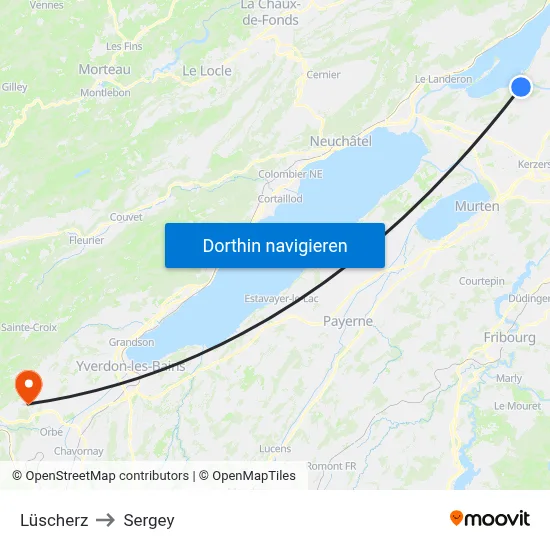Lüscherz to Sergey map