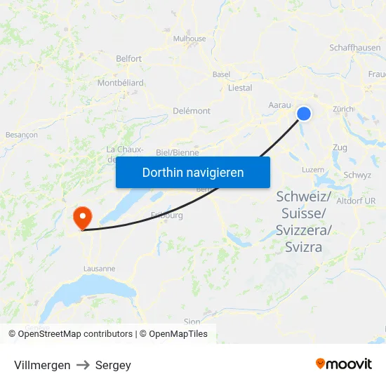Villmergen to Sergey map