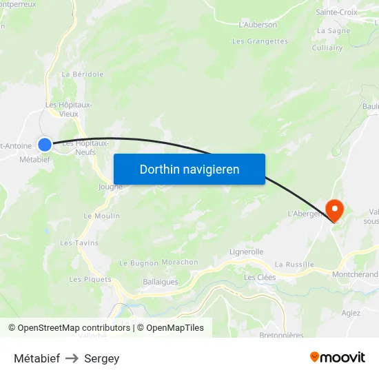 Métabief to Sergey map