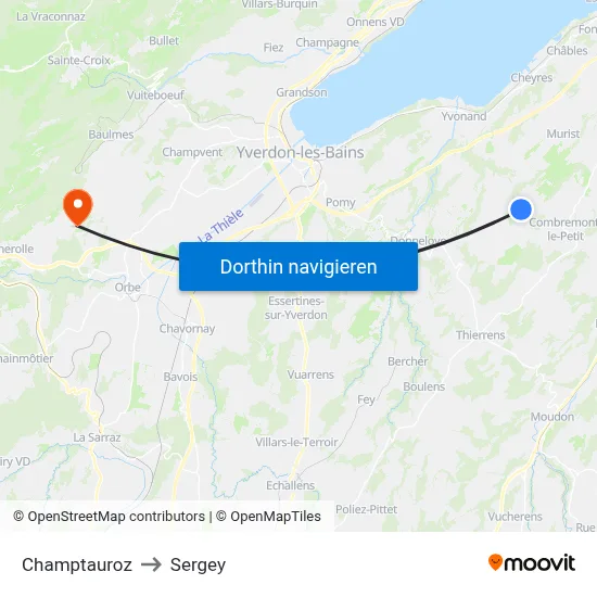 Champtauroz to Sergey map