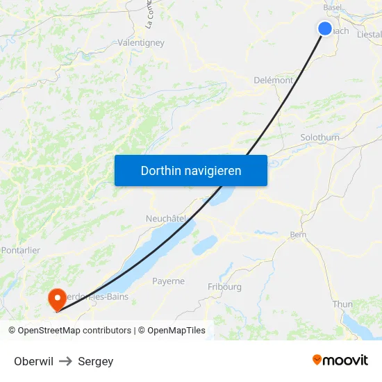 Oberwil to Sergey map