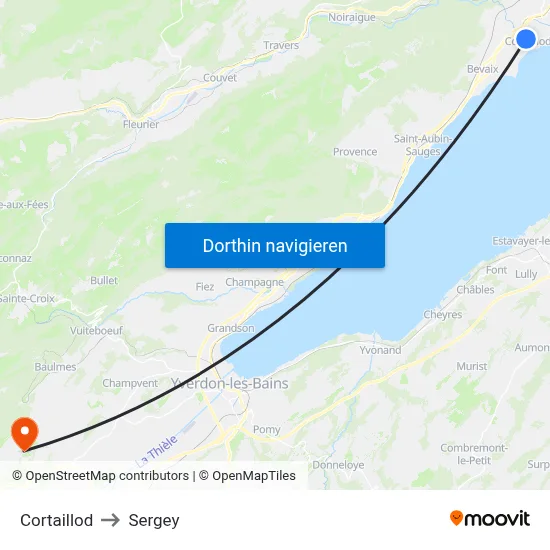 Cortaillod to Sergey map