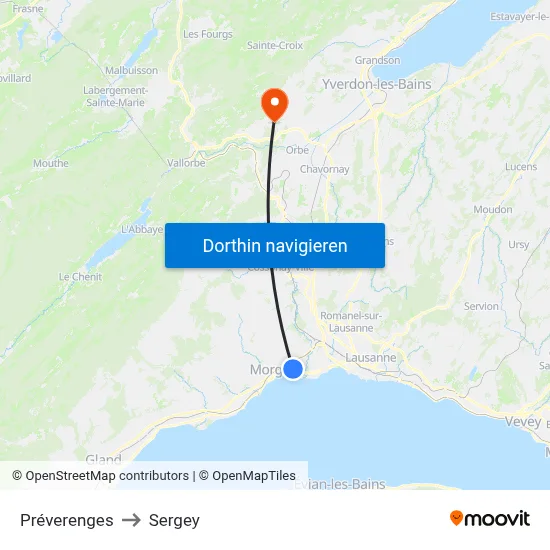Préverenges to Sergey map