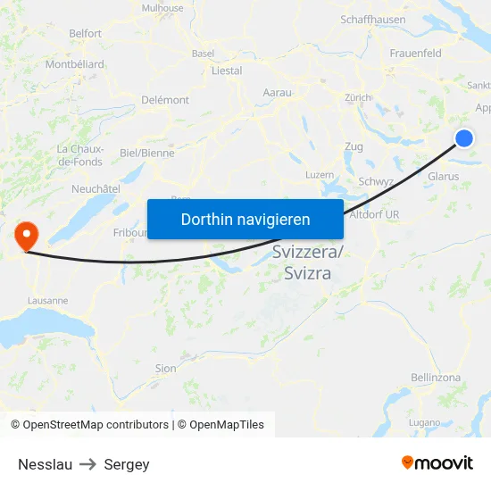 Nesslau to Sergey map