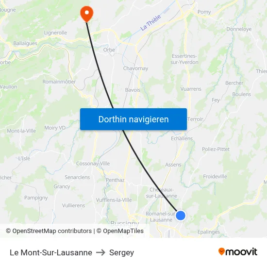 Le Mont-Sur-Lausanne to Sergey map