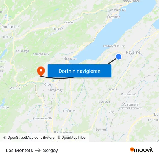 Les Montets to Sergey map