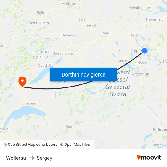 Wollerau to Sergey map