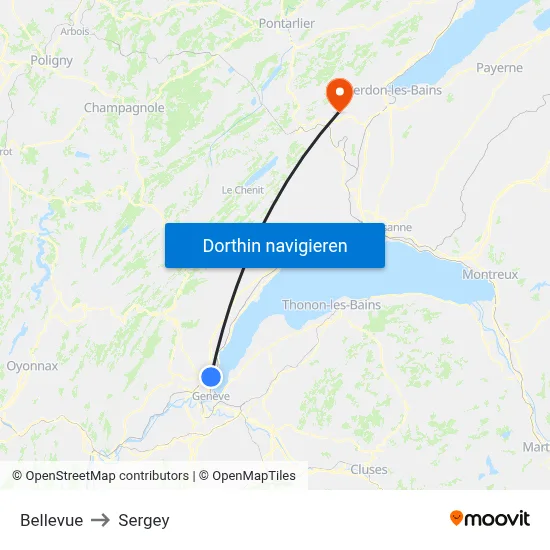 Bellevue to Sergey map