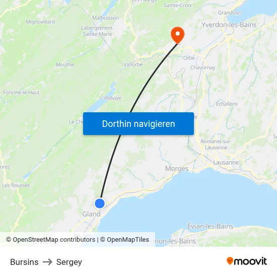 Bursins to Sergey map