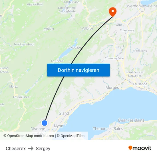 Chéserex to Sergey map