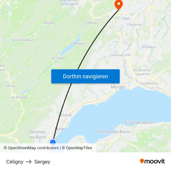 Céligny to Sergey map