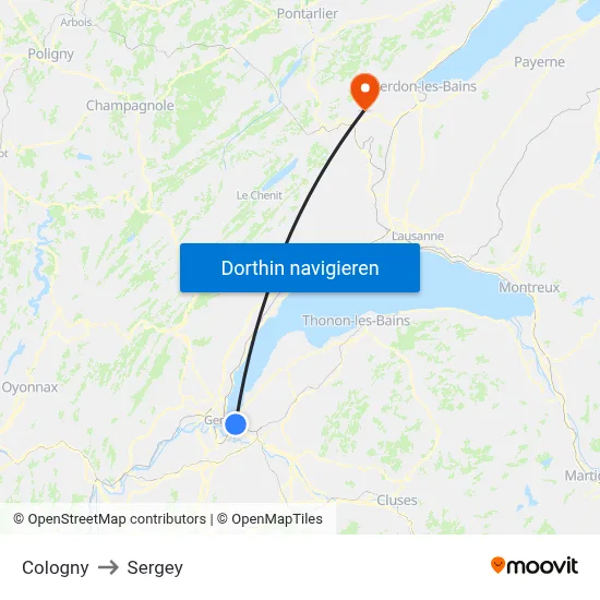 Cologny to Sergey map